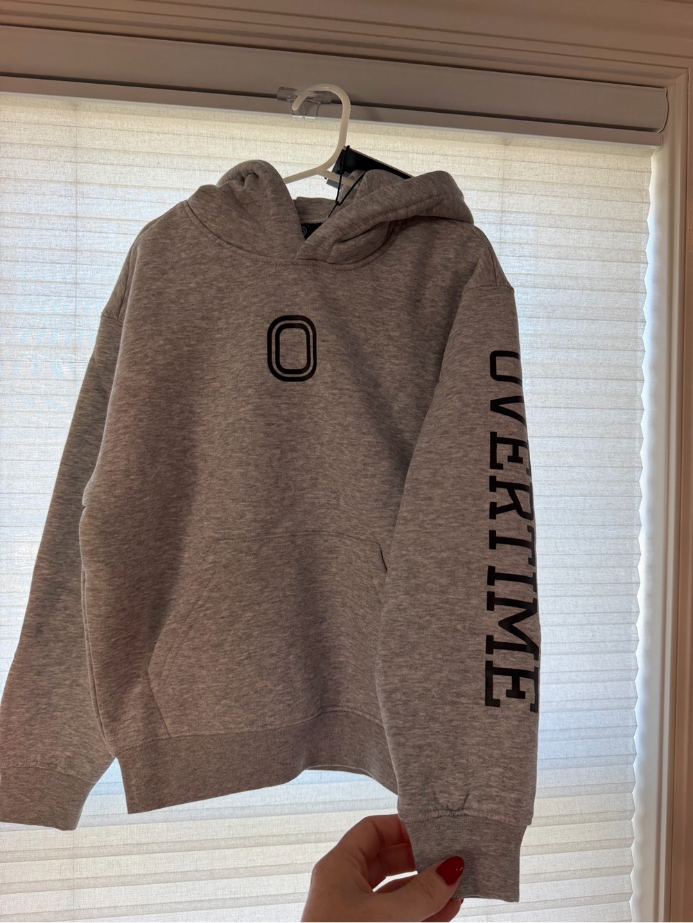 Grey 'Overtime' Graphic Hoodie - kids small